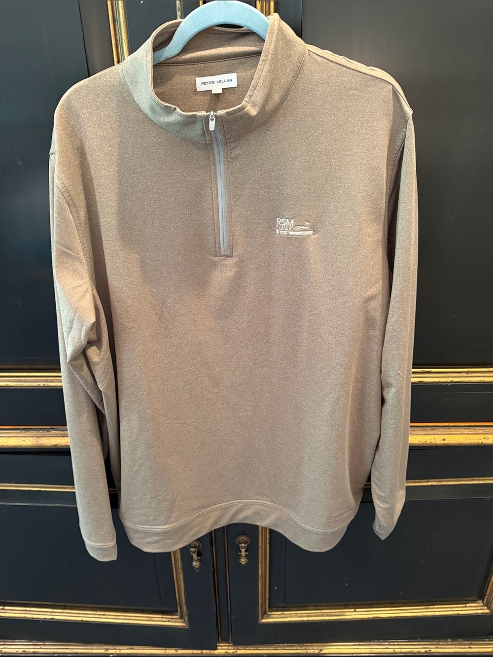 Peter Millar Men's Taupe Half-Zip Performance Pullover from The RSM Classic